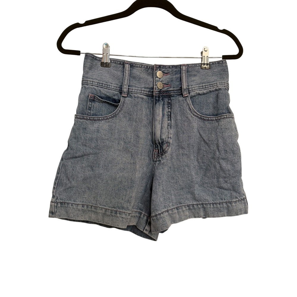 BDG Urban Outfitters High Waisted Denim Shorts Light Wash Pink Stitching 26